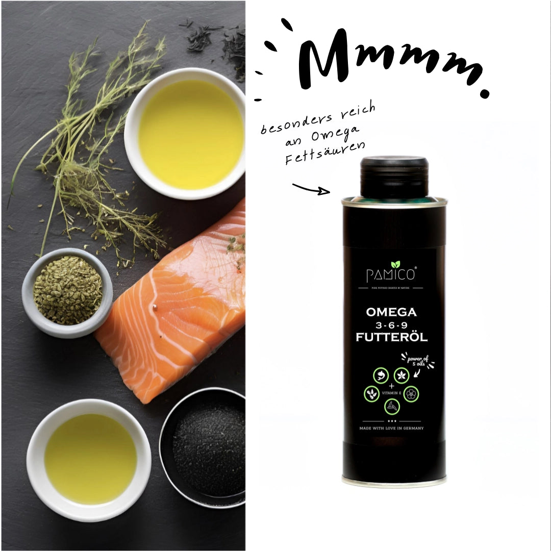 Premium Foderolie til Hunde – Naturlig Omega 3, 6 &amp; 9 til Hud, Pels og Velvære