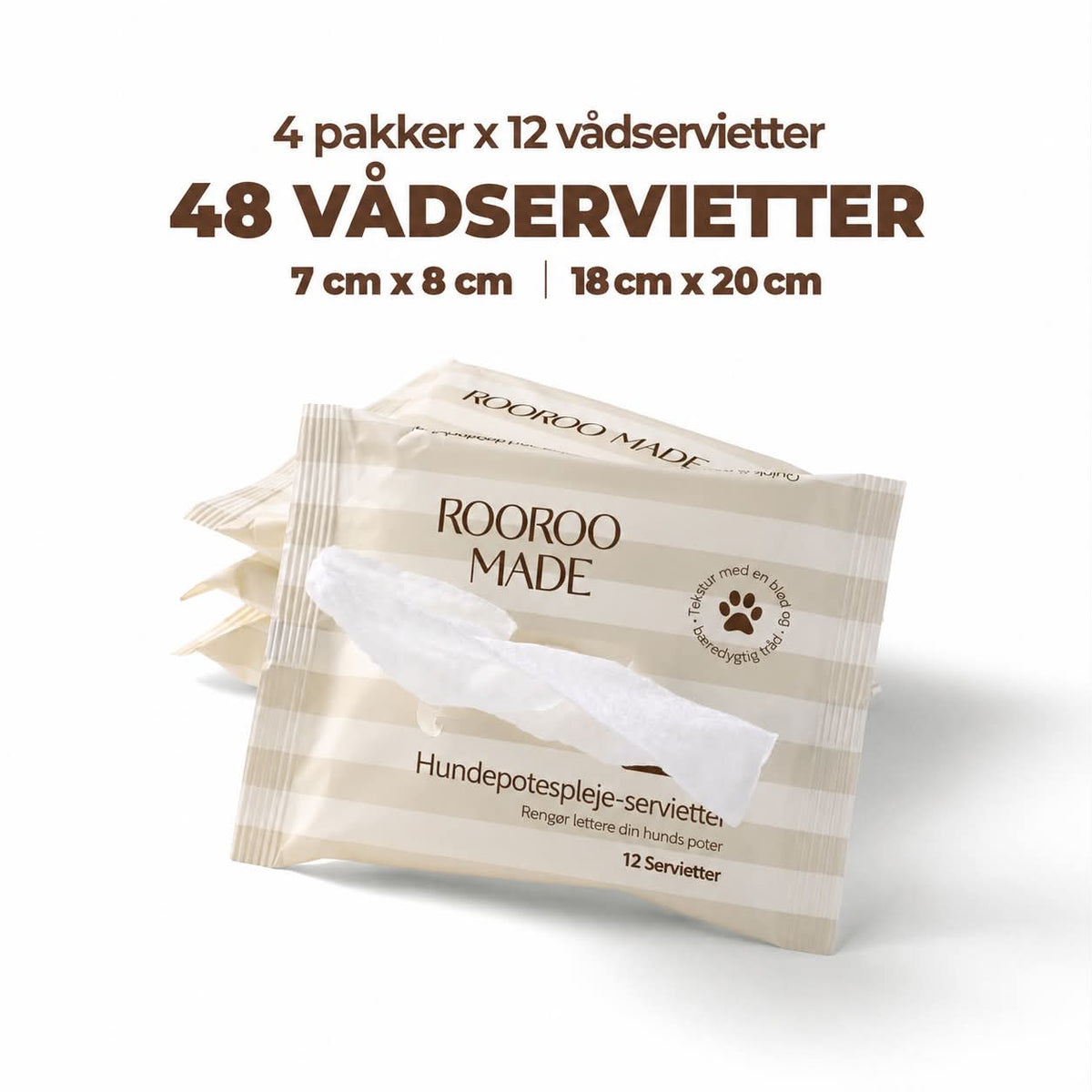 Rooroo Made Plejeservietter til Hund – Skånsomme, Biologisk Nedbrydelige &amp; Perfekte På Farten