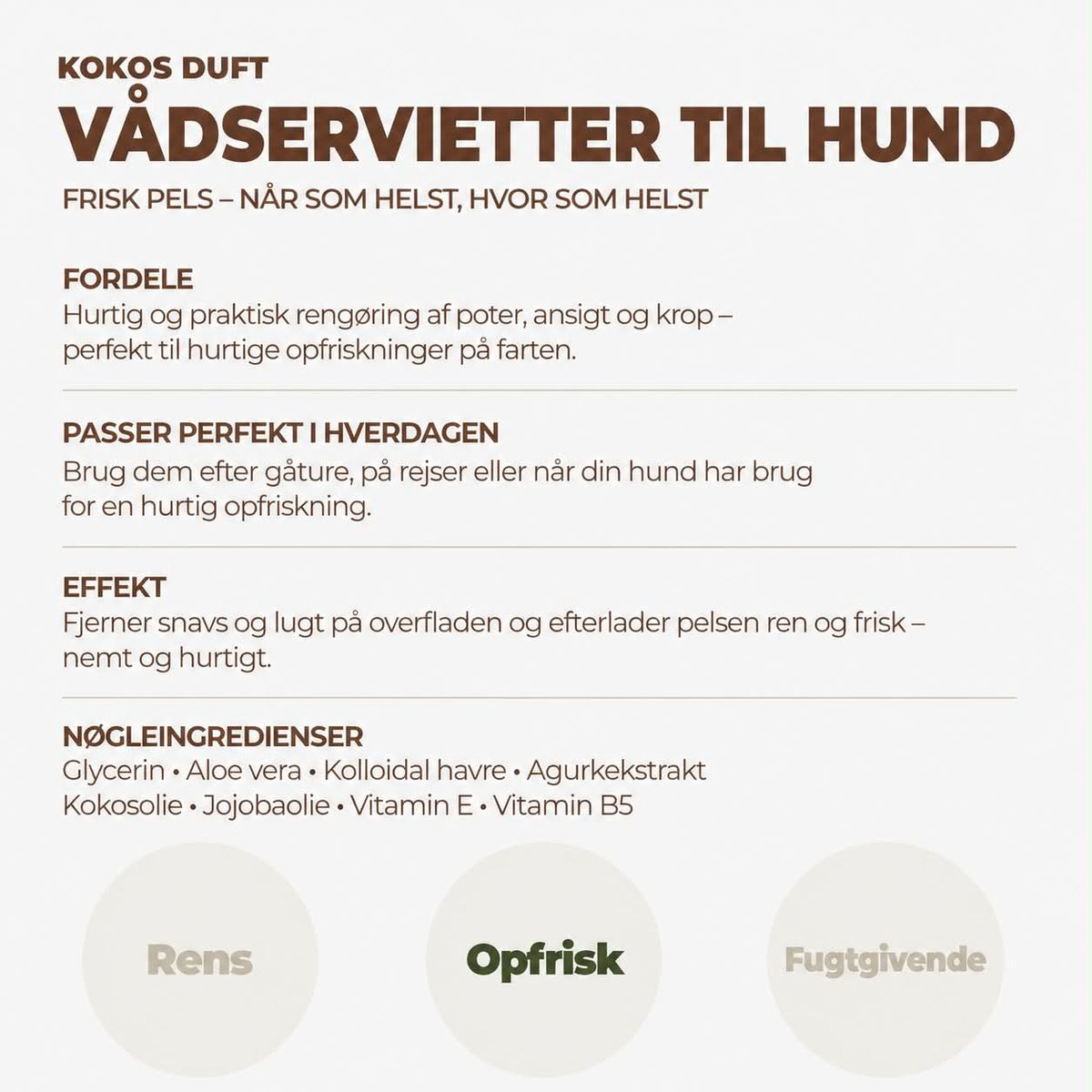 Rooroo Made Plejeservietter til Hund – Skånsomme, Biologisk Nedbrydelige &amp; Perfekte På Farten